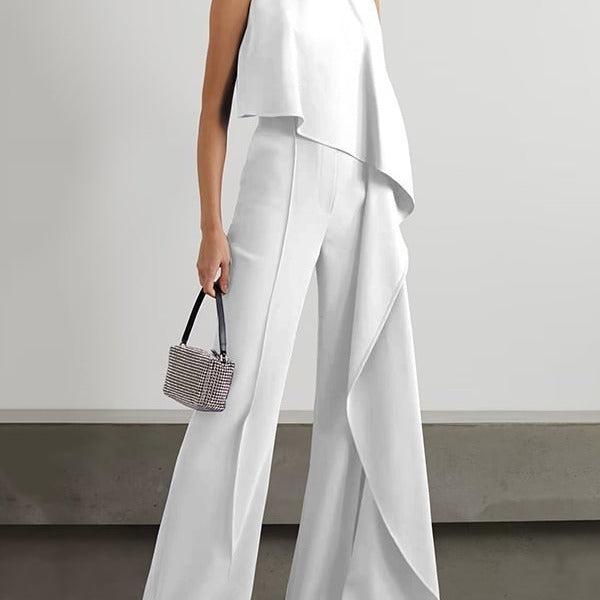 Women's Solid Color Zipper Jumpsuit