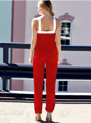 One-Shoulder Color Block Waist Jumpsuit – Sexy & Chic