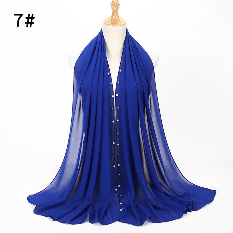 Elegant Chiffon Pearl Hijab Scarf – Soft & Breathable