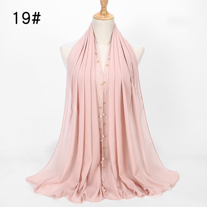 Elegant Chiffon Pearl Hijab Scarf – Soft & Breathable