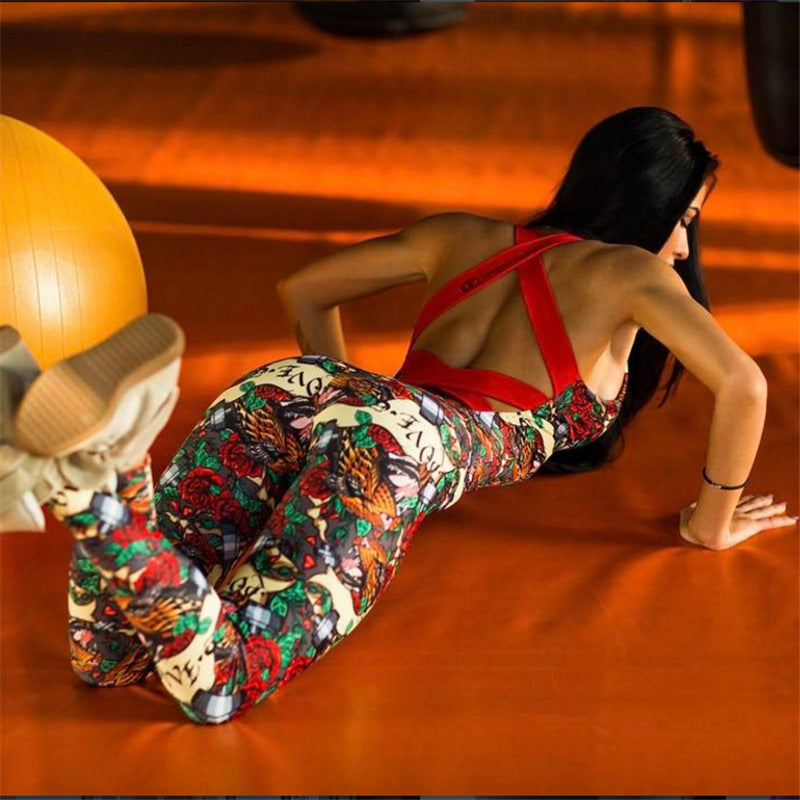 Women's Printed Sleeveless Yoga Jumpsuit