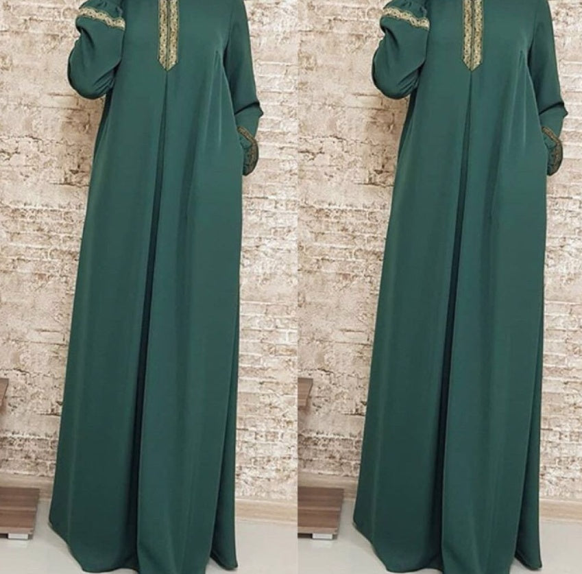 Plus Size Printed Abaya Jilbab – Modest Muslim Maxi Dress