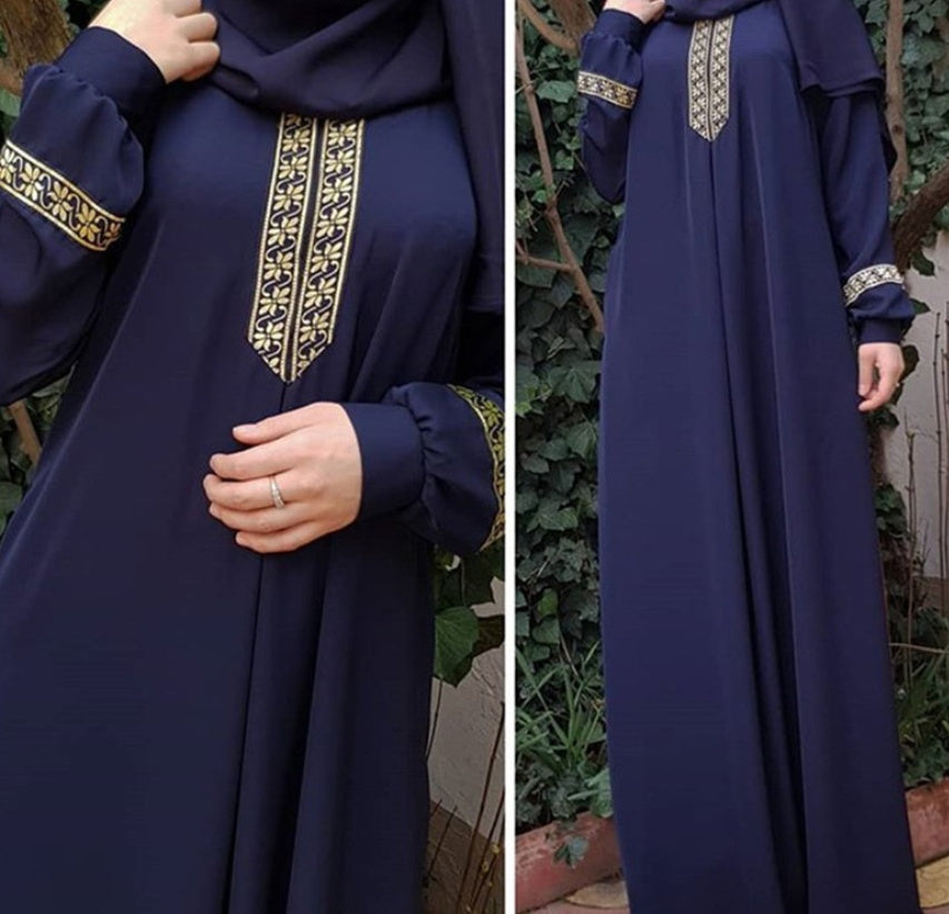 Plus Size Printed Abaya Jilbab – Modest Muslim Maxi Dress