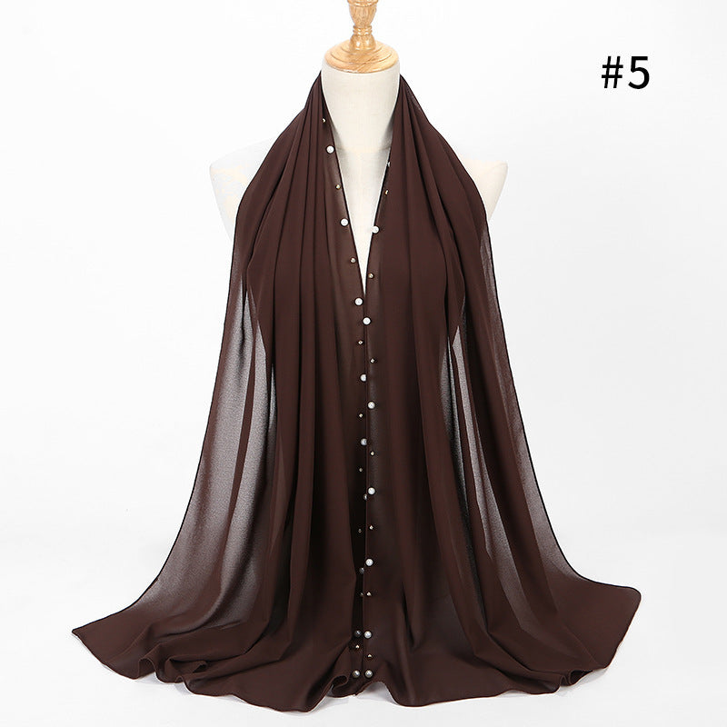 Elegant Chiffon Pearl Hijab Scarf – Soft & Breathable
