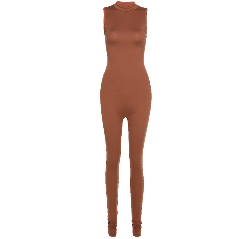 Sleeveless High-Waist Sports Jumpsuit – Slim Fit
