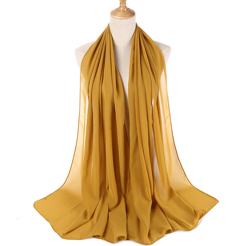 Elegant Pearl Chiffon Hijab – Monochrome Headscarf
