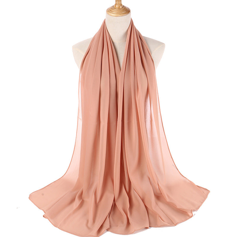 Elegant Pearl Chiffon Hijab – Monochrome Headscarf