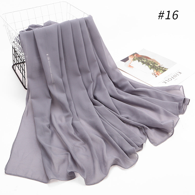 Elegant Pearl Chiffon Hijab – Monochrome Headscarf