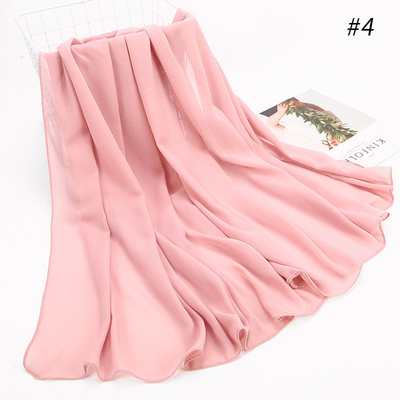 Elegant Pearl Chiffon Hijab – Monochrome Headscarf
