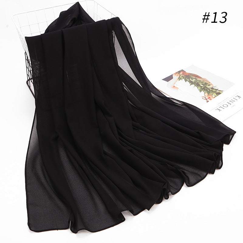 Elegant Pearl Chiffon Hijab – Monochrome Headscarf