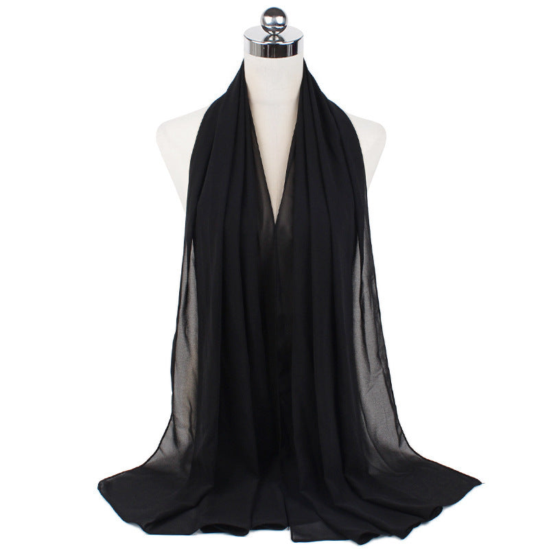 Monochrome Pearl Chiffon Hijab – Soft & Elegant