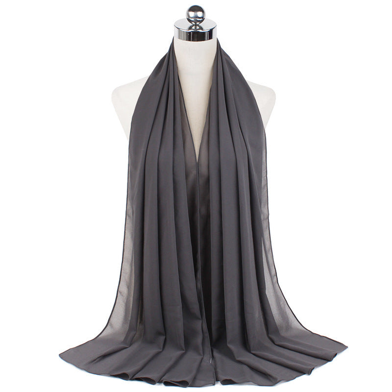 Monochrome Pearl Chiffon Hijab – Soft & Elegant