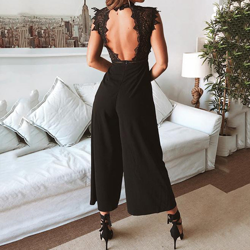 Women's Summer Hollow-Out Long Jumpsuit