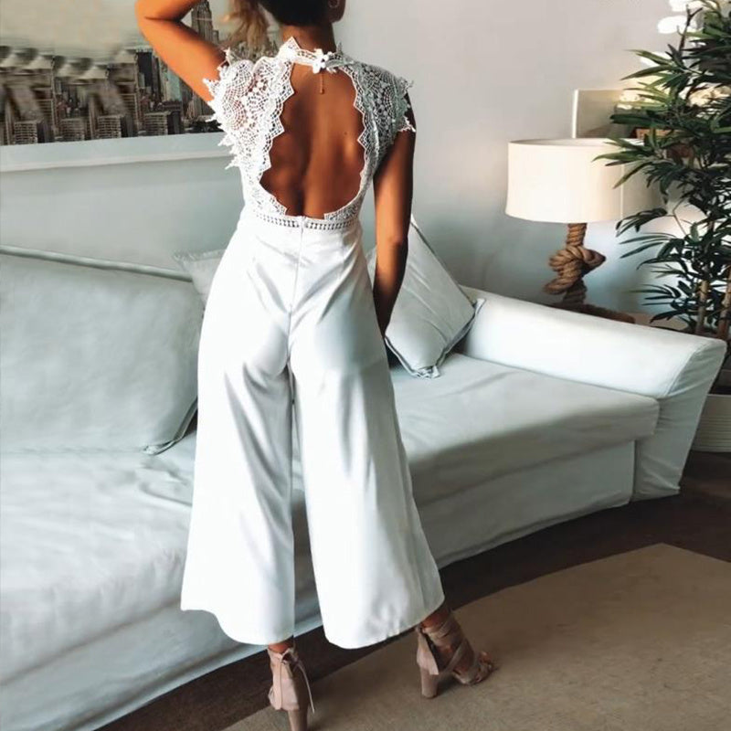 Women's Summer Hollow-Out Long Jumpsuit