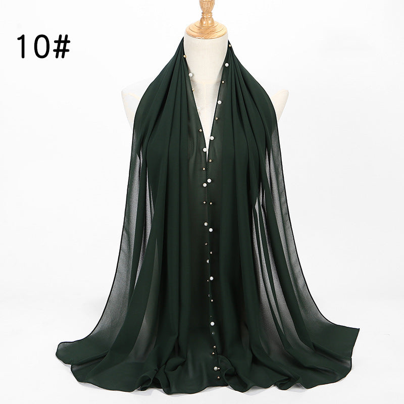 Elegant Chiffon Pearl Hijab Scarf – Soft & Breathable
