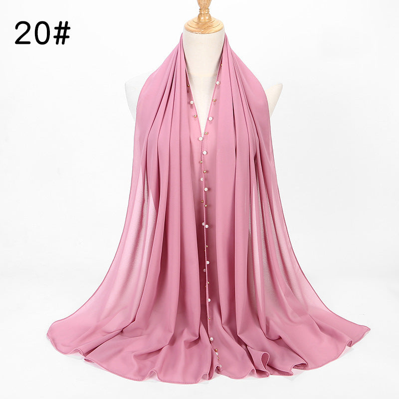 Elegant Chiffon Pearl Hijab Scarf – Soft & Breathable
