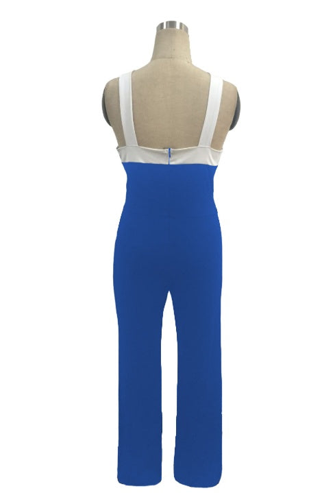 One-Shoulder Color Block Waist Jumpsuit – Sexy & Chic