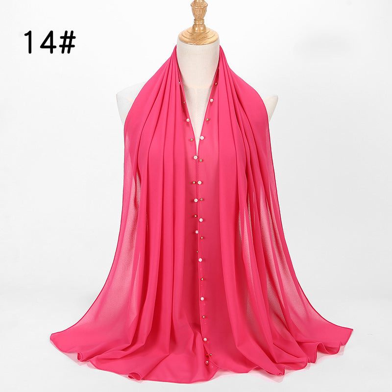 Elegant Chiffon Pearl Hijab Scarf – Soft & Breathable