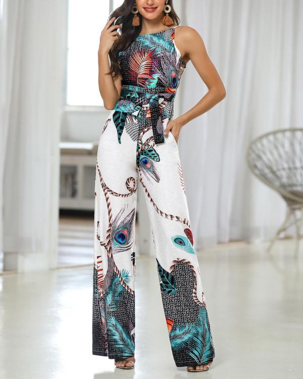 Women's Printed Cotton Sling Jumpsuit
