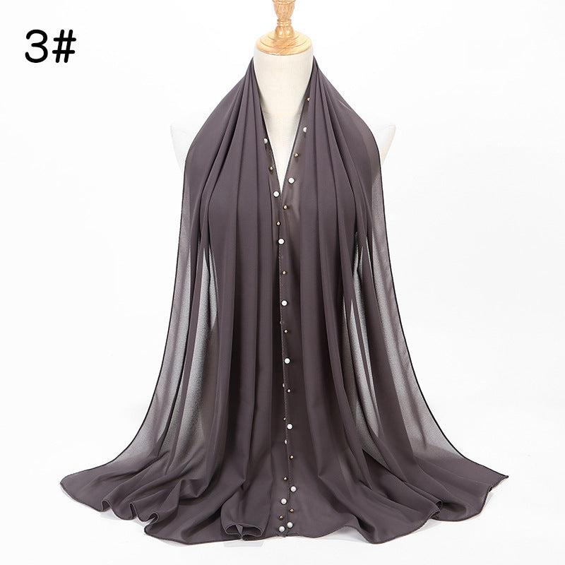 Elegant Chiffon Pearl Hijab Scarf – Soft & Breathable
