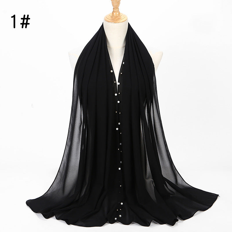 Elegant Chiffon Pearl Hijab Scarf – Soft & Breathable
