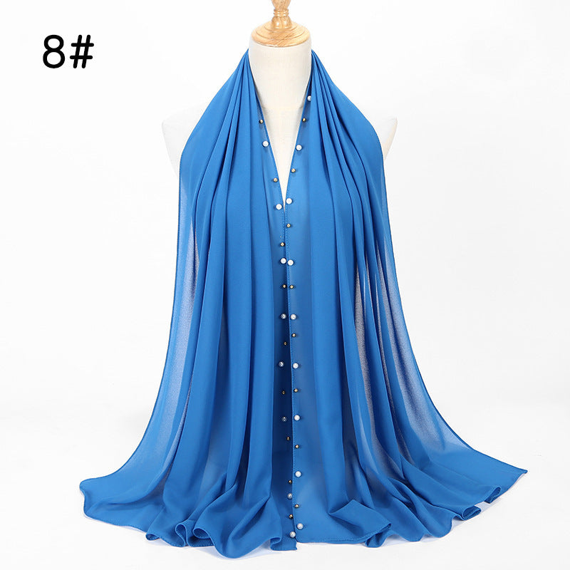 Elegant Chiffon Pearl Hijab Scarf – Soft & Breathable