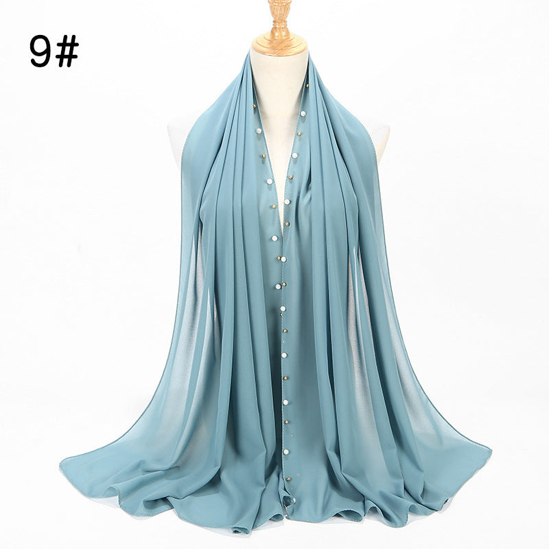 Elegant Chiffon Pearl Hijab Scarf – Soft & Breathable
