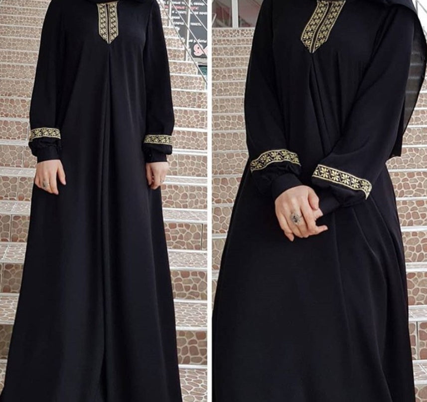 Plus Size Printed Abaya Jilbab – Modest Muslim Maxi Dress