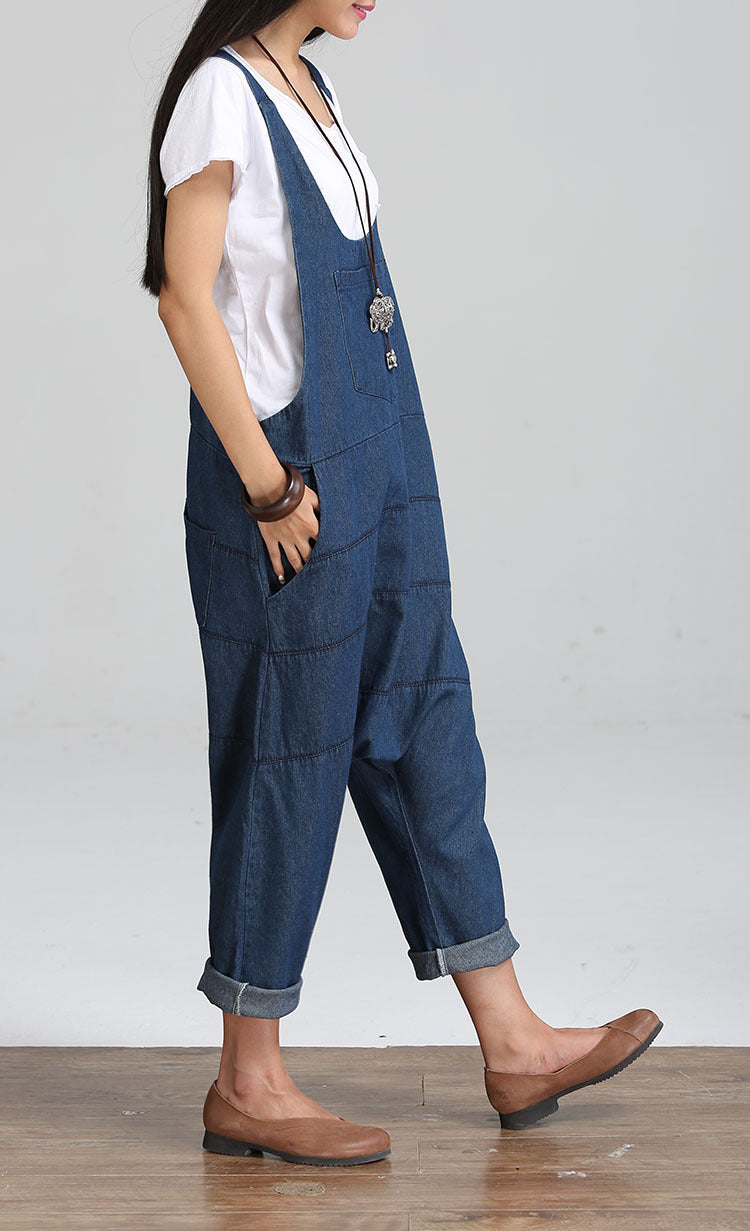 Vintage Denim Palazzo Jumpsuit – Harem Style