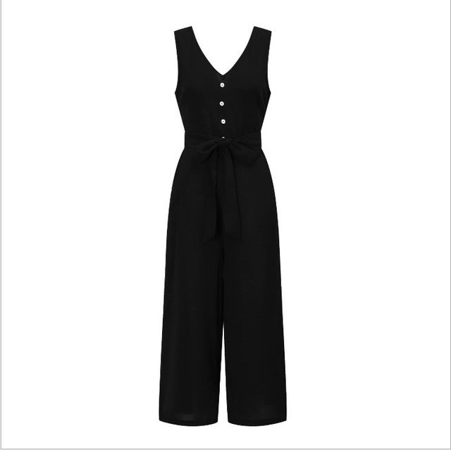 Tyra Jumpsuit – Black Chiffon One-Piece