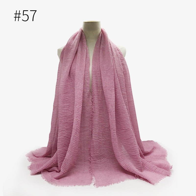 Soft Bubble Cotton Hijab with Fringes – Elegant & Cozy