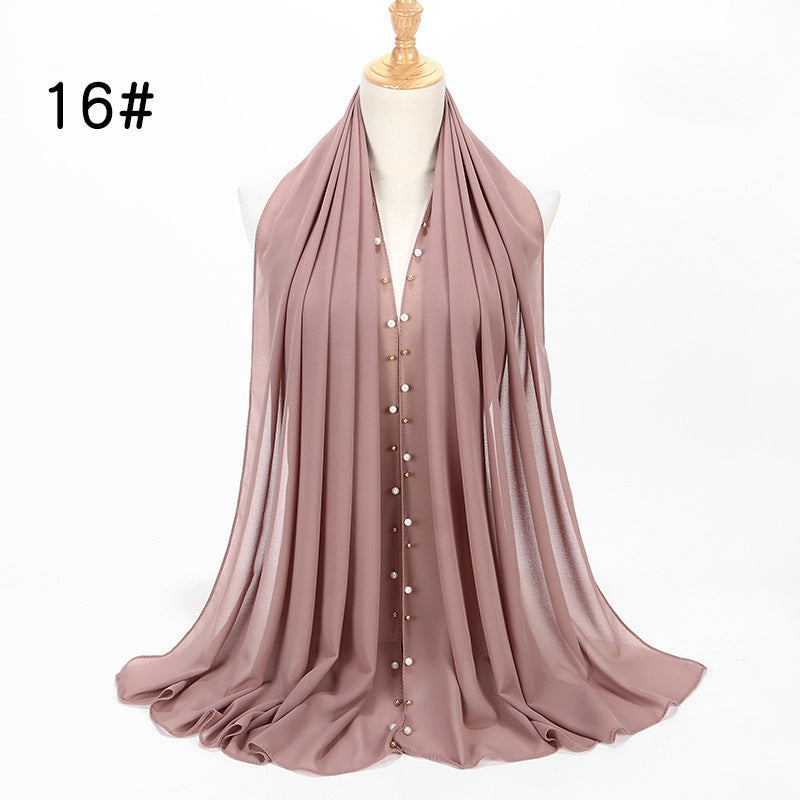 Elegant Chiffon Pearl Hijab Scarf – Soft & Breathable