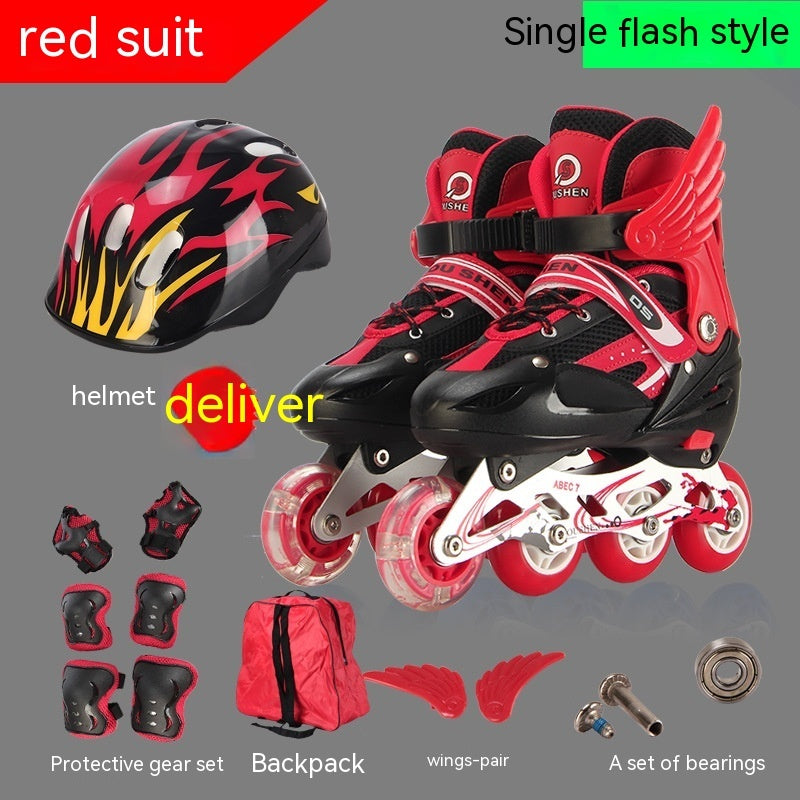 Adjustable PU Children’s Skates with Full Protective Set