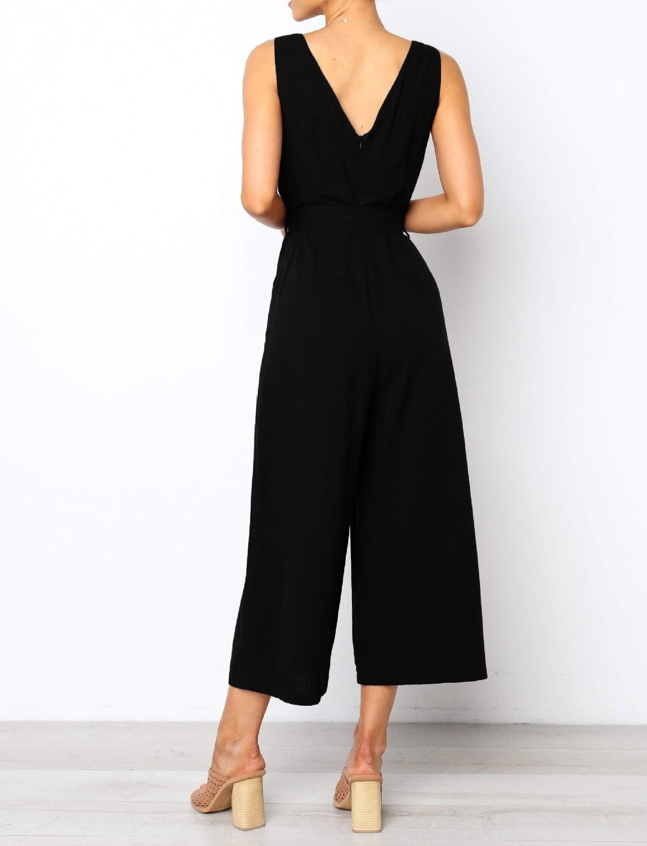 Tyra Jumpsuit – Black Chiffon One-Piece