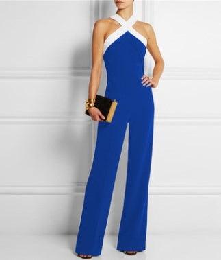 One-Shoulder Color Block Waist Jumpsuit – Sexy & Chic