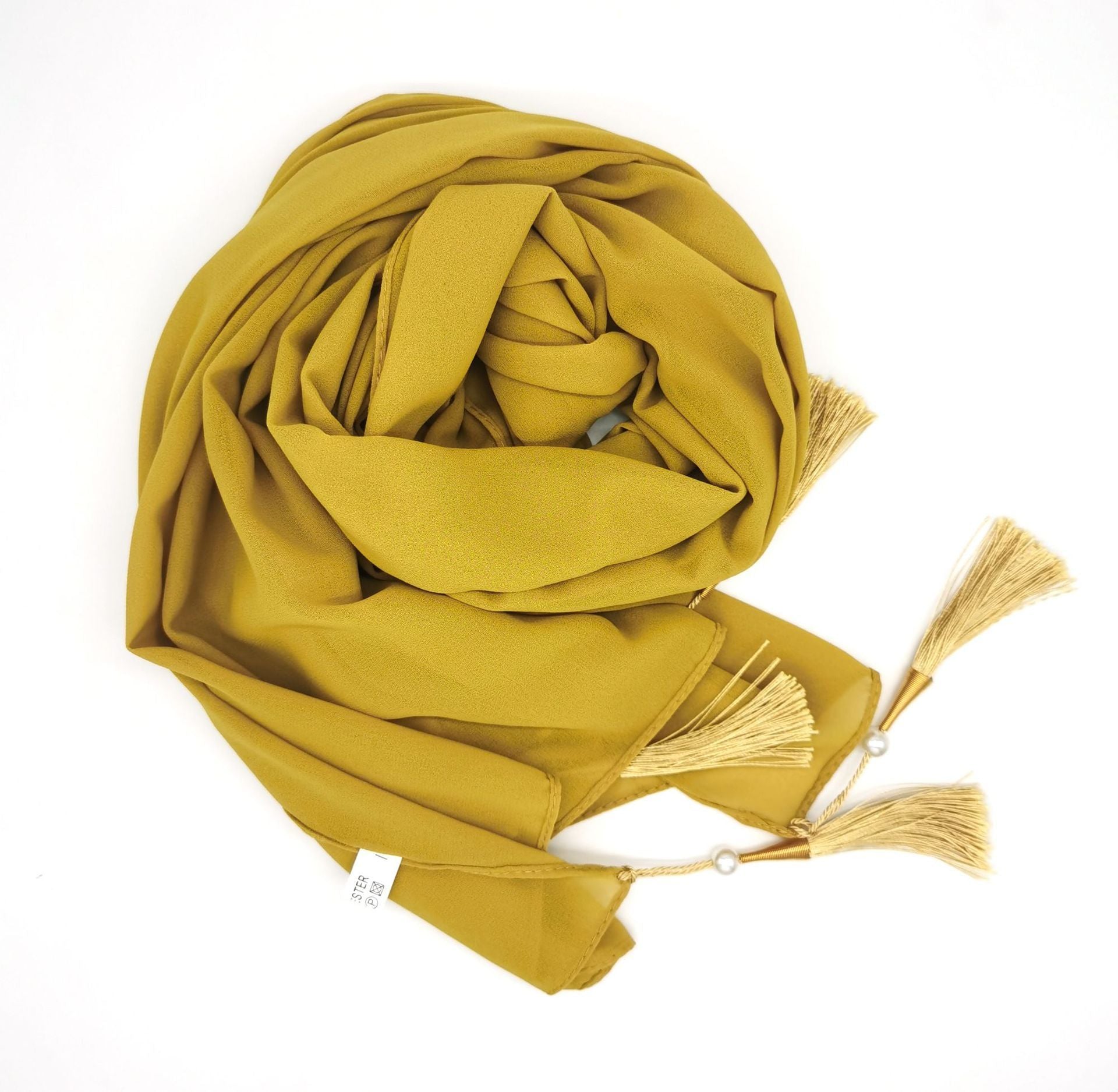 Chiffon Hijab With Tassel – Elegant Four-Corner Scarf