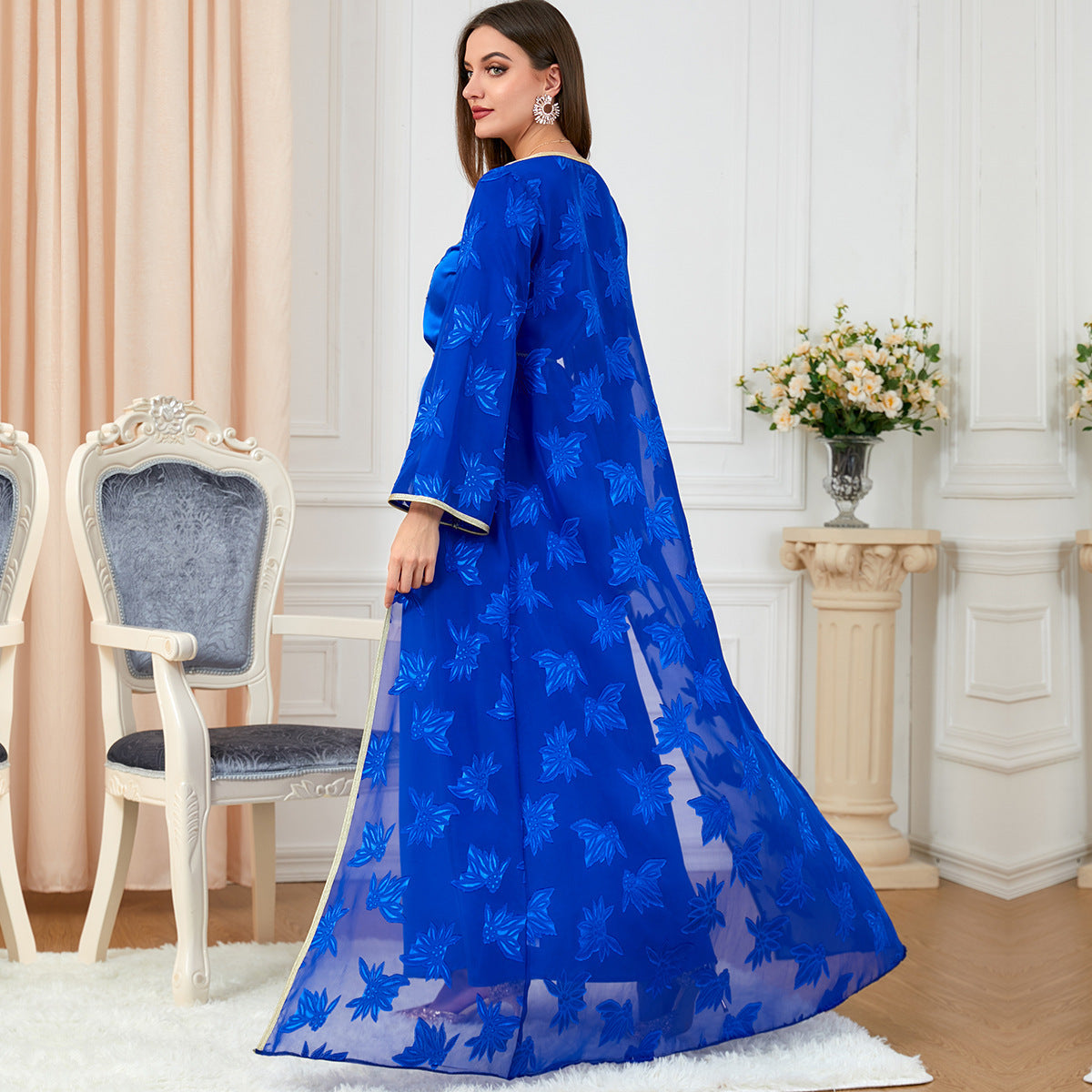 Elegant V-Neck Muslim Women's Suit Dress