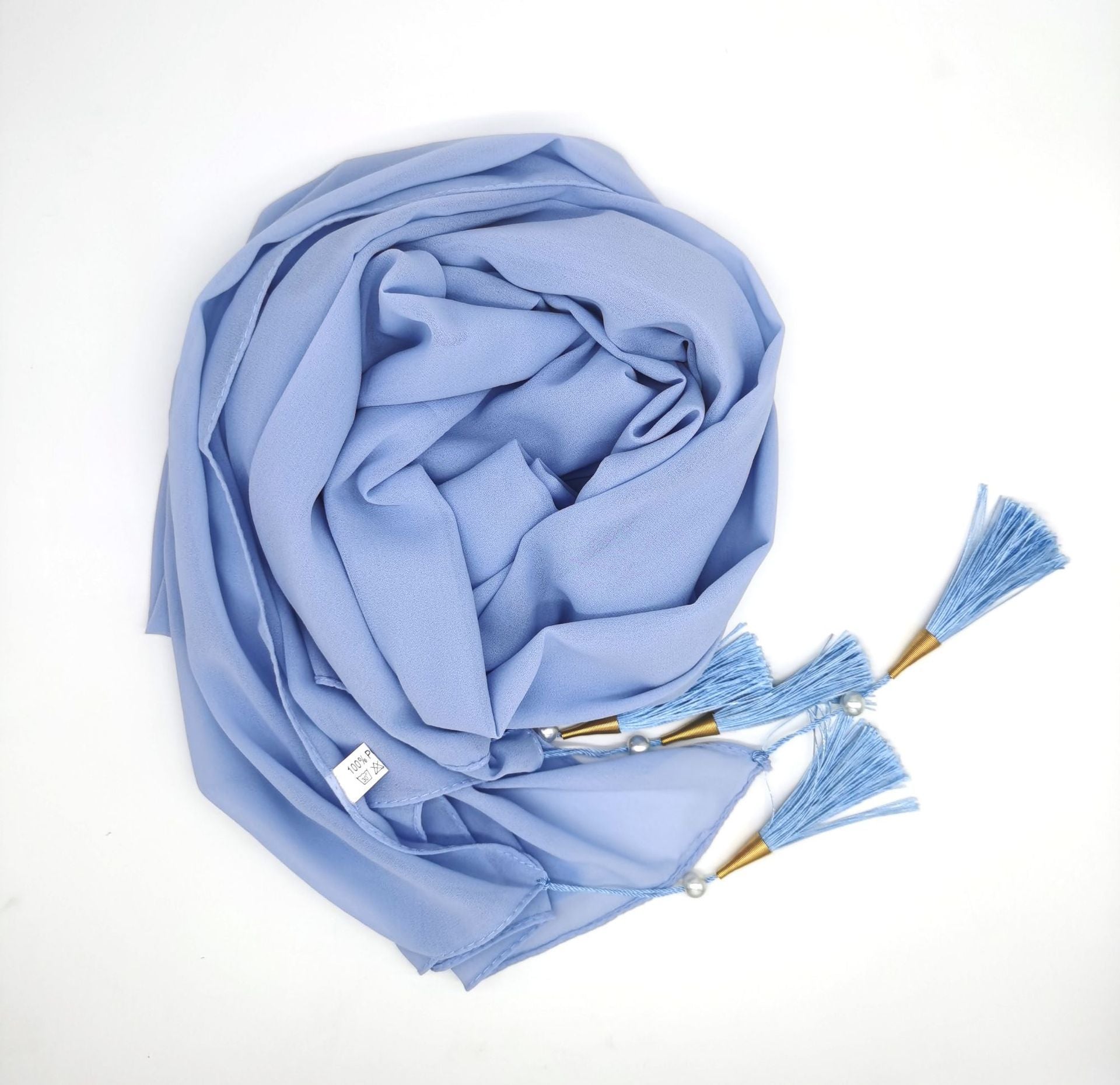Chiffon Hijab With Tassel – Elegant Four-Corner Scarf