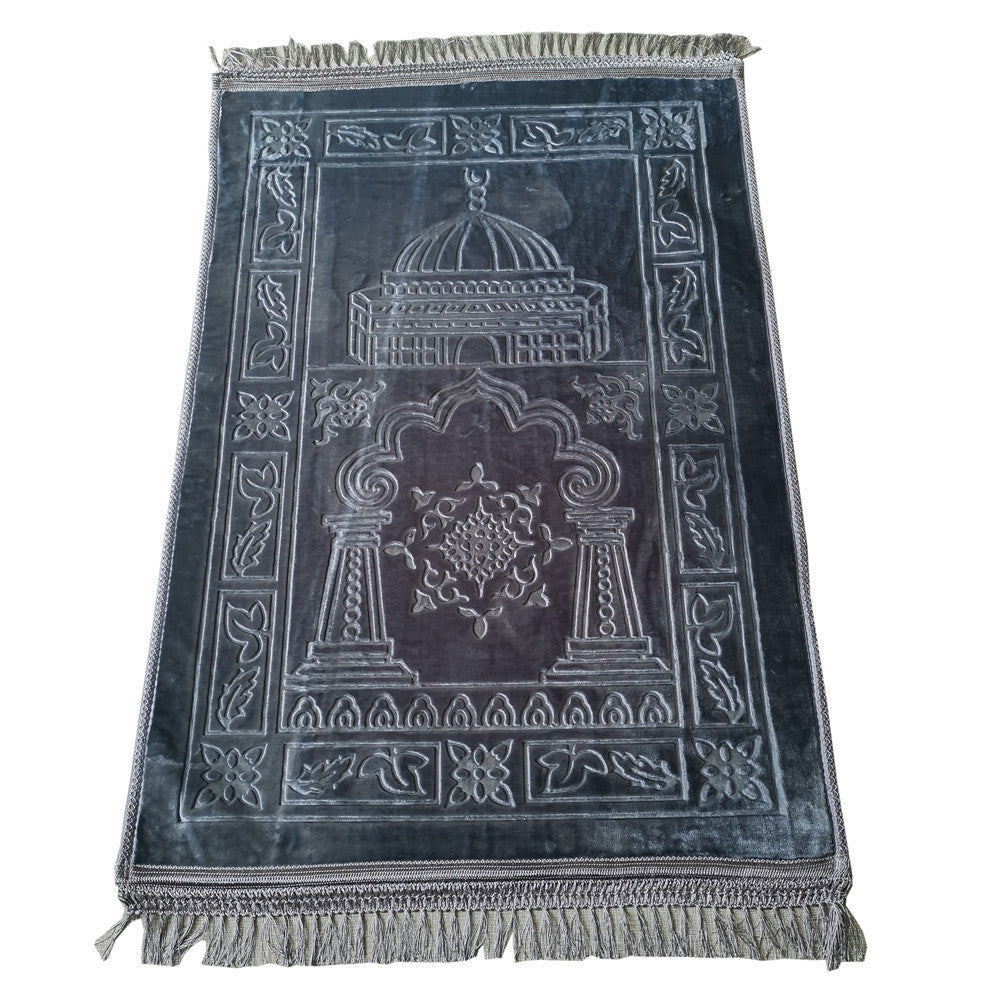 Raschel Embossed Prayer Mat with Tassels – Soft & Elegant