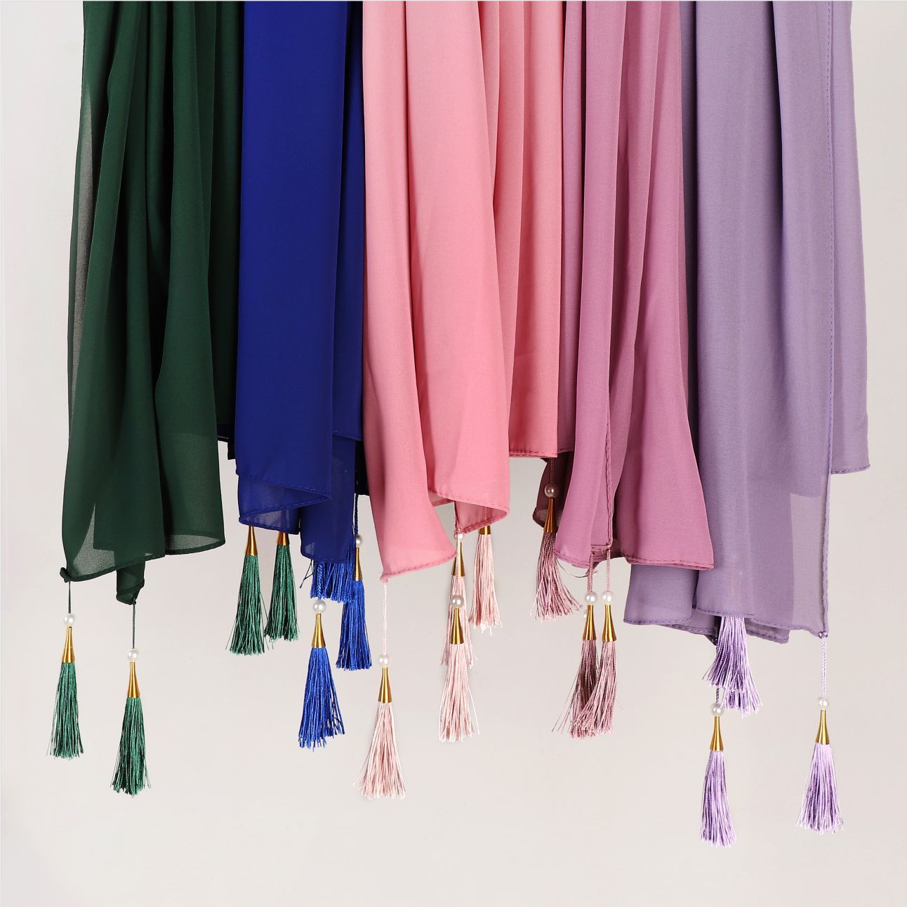 Chiffon Hijab With Tassel – Elegant Four-Corner Scarf