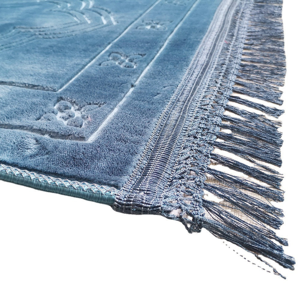 Raschel Embossed Prayer Mat with Tassels – Soft & Elegant