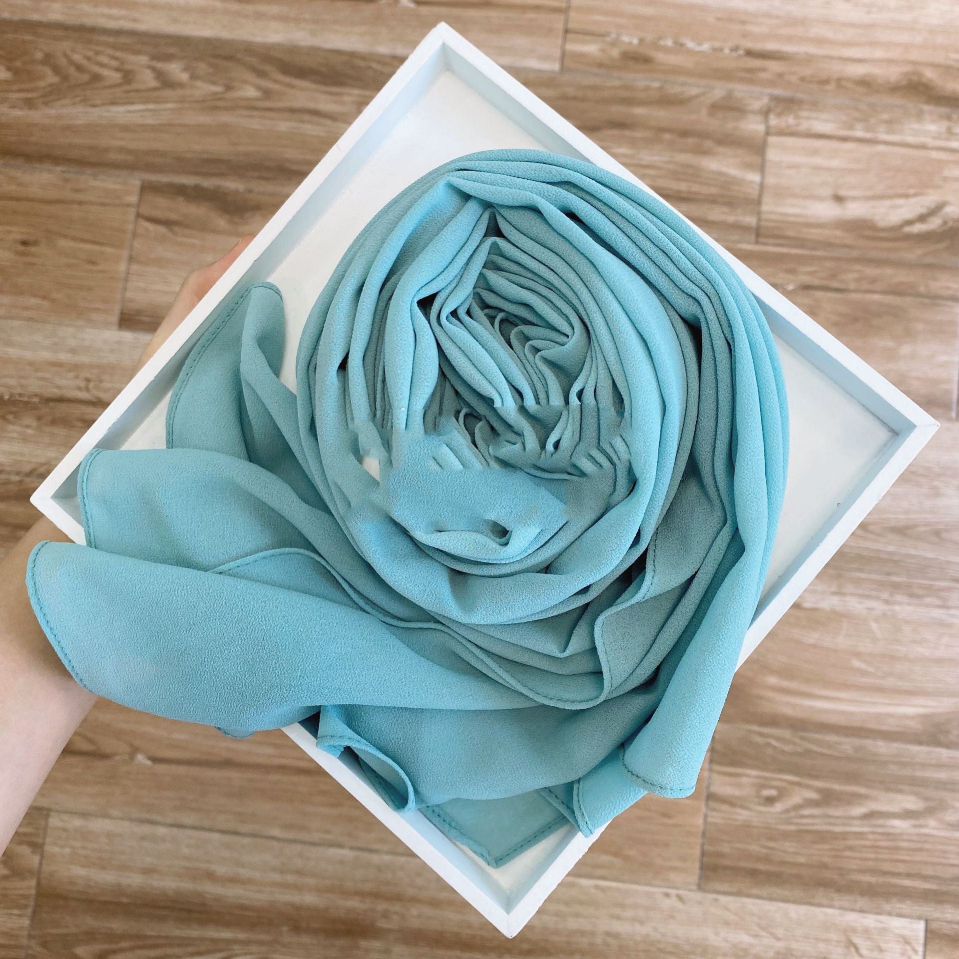 Women's Pearl Chiffon Hijab – Solid Color Scarf
