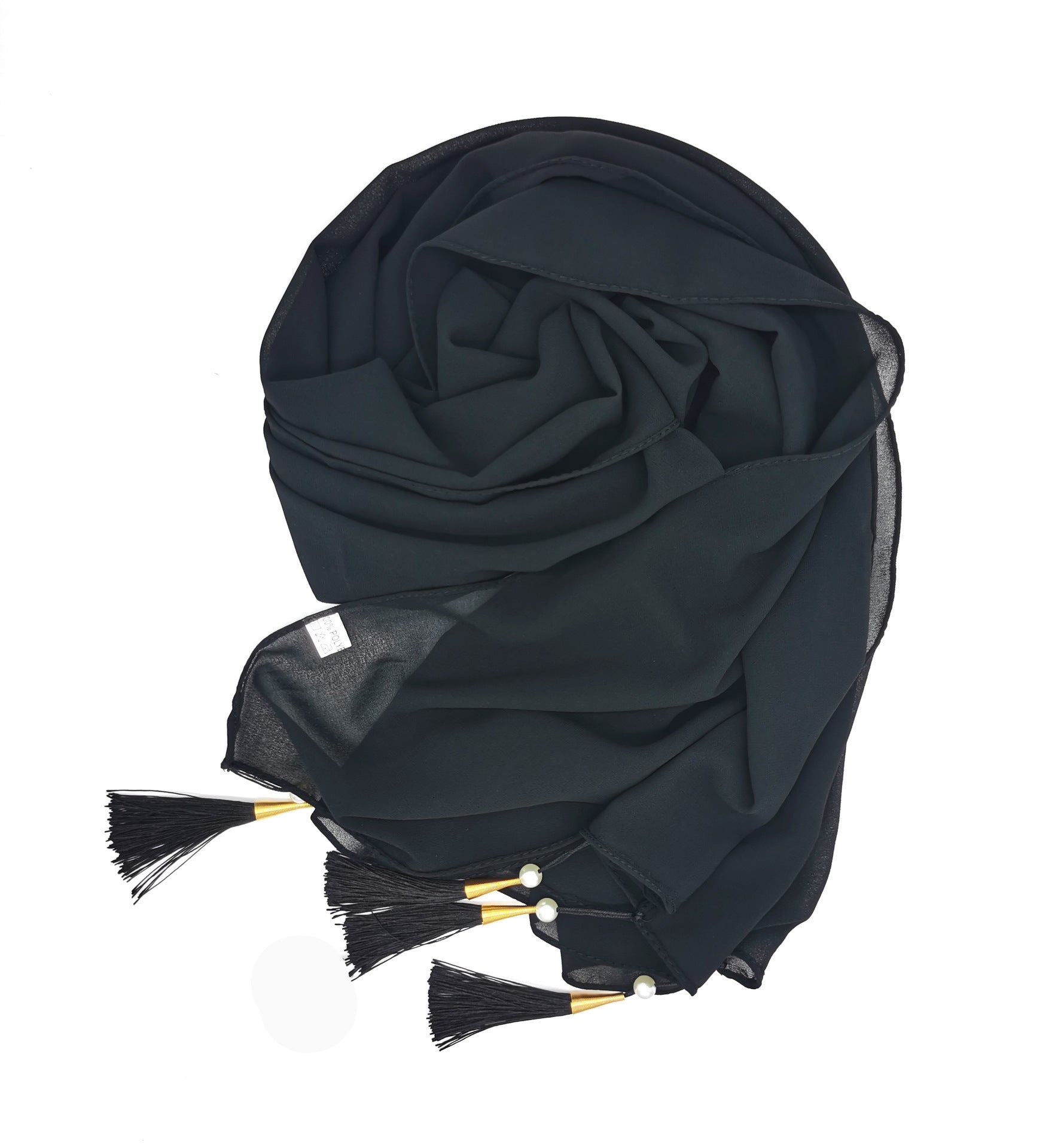Chiffon Hijab With Tassel – Elegant Four-Corner Scarf