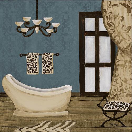 Modern Retro Bathroom Canvas Art