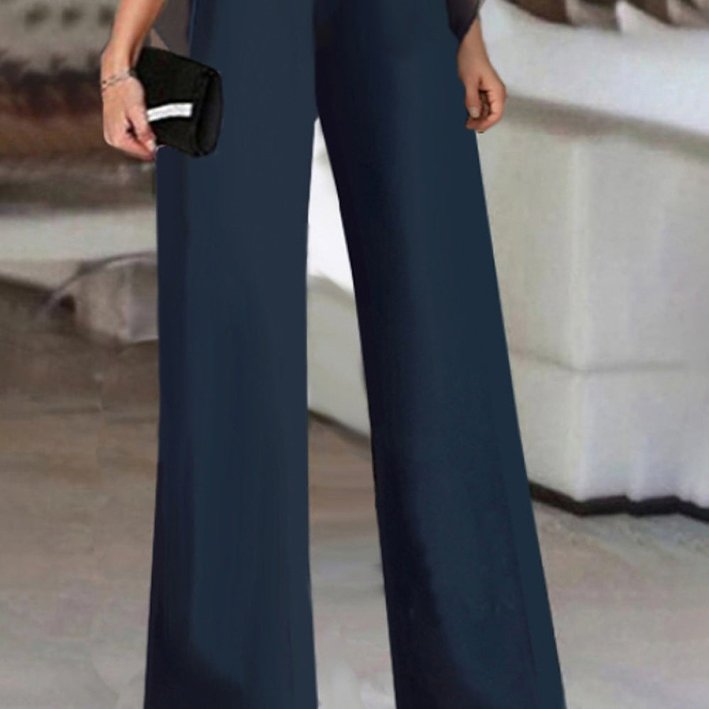 Women's Short-Sleeved High-Waist Jumpsuit