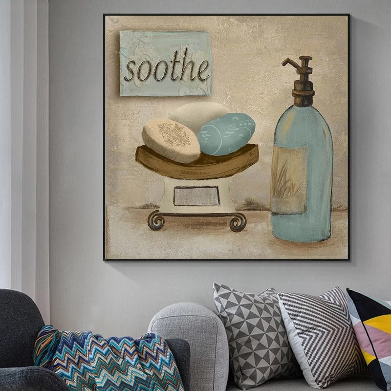 Modern Retro Bathroom Canvas Art