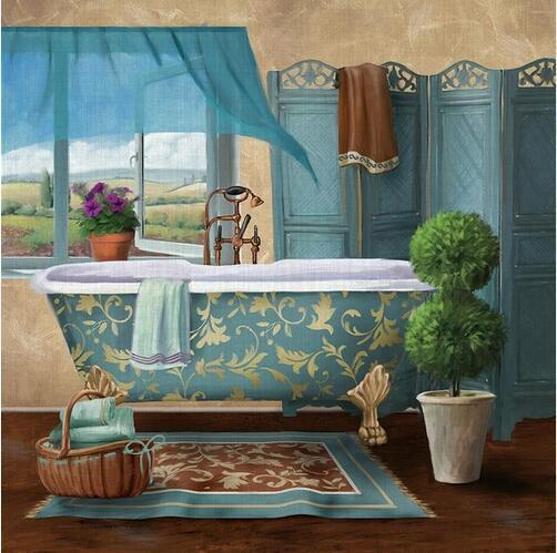 Modern Retro Bathroom Canvas Art