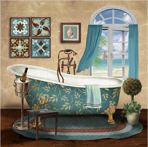Modern Retro Bathroom Canvas Art