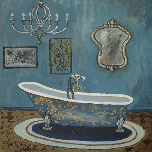 Modern Retro Bathroom Canvas Art