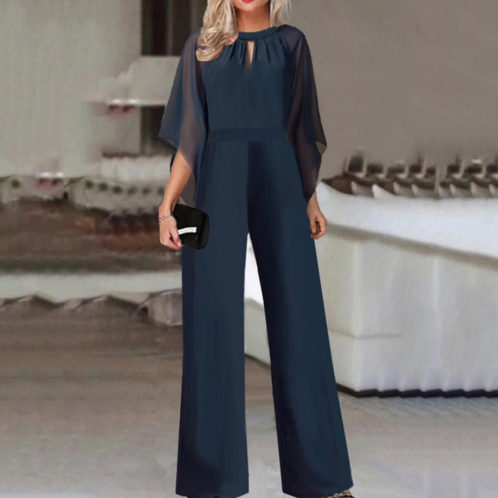 Women's Short-Sleeved High-Waist Jumpsuit